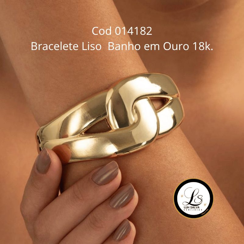Bracelete Liso Banho em Ouro 18k.