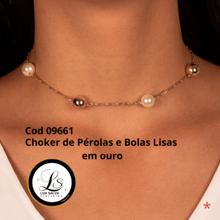 Choker de Pérolas e Bolas Lisa