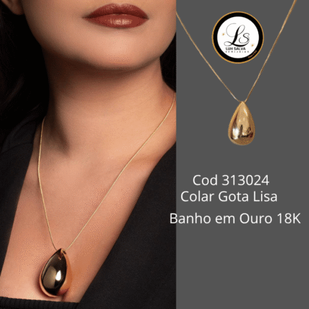 Colar Gota Lisa Banho em ouro