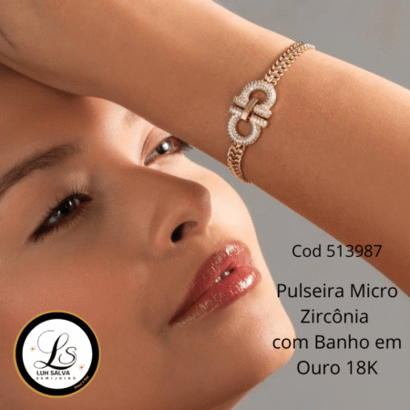 Pulseira Micro Zircônia com Banho em Ouro 18K