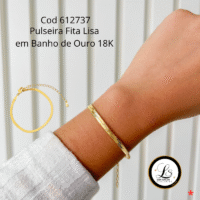 Pulseira Fita Lisa em Banho de Ouro 18K