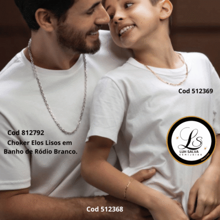 Choker Elos Lisos em Banho de Ródio Branco