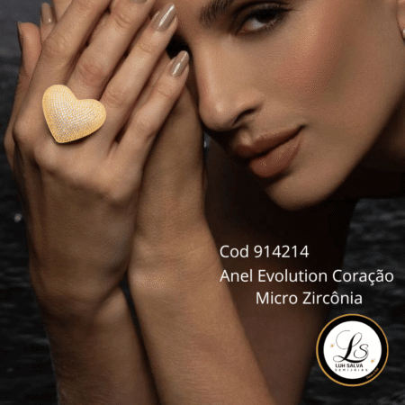 Anel Semijoia Coração luxo Micro Zircônia